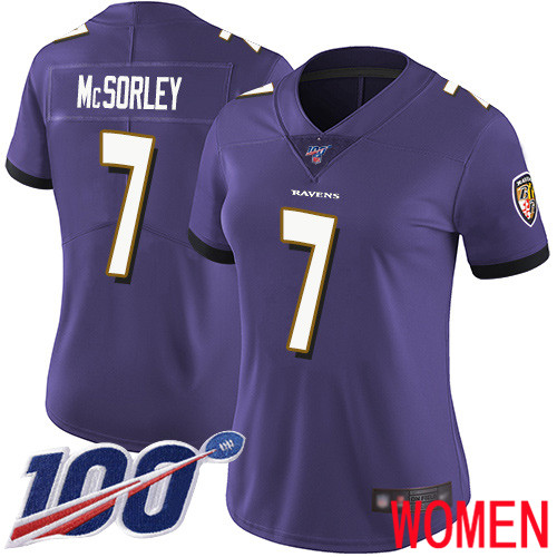 Baltimore Ravens Limited Purple Women Trace McSorley Home Jersey NFL Football #7 100th Season Vapor Untouchable